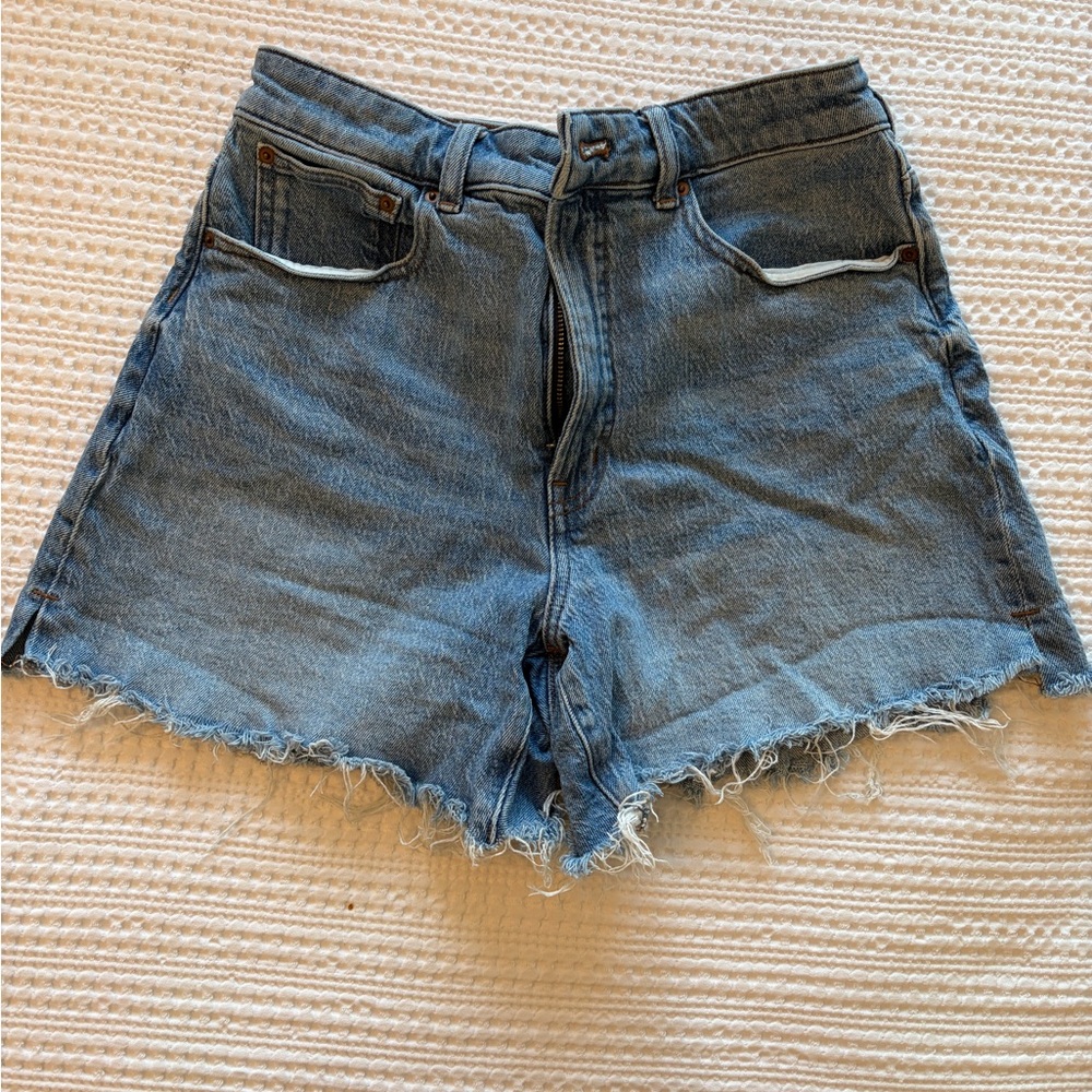 Madewell Blue Frayed Jean Shorts